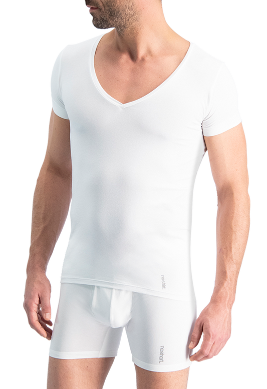 NOSHIRT lite - deep V - wit