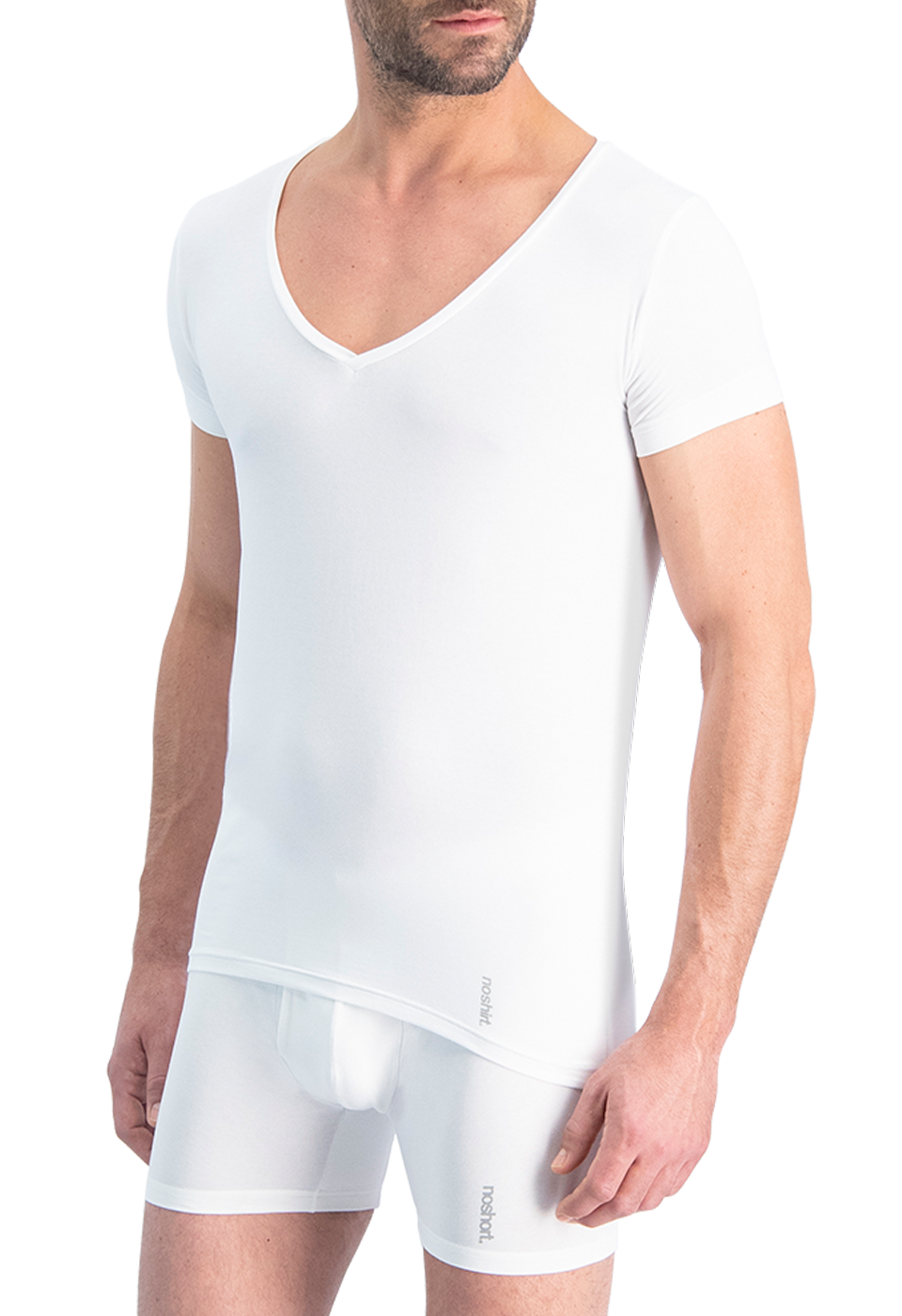 NOSHIRT original - deep V - wit